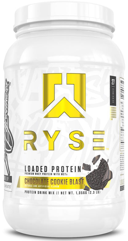 RYSE Loaded Protein Powder - Jet-Puffed Marshmallow - 25g Whey Protein Isolate & Concentrate with Prebiotic Fiber & MCTs - Low Carb, Low Sugar, Digestive-Friendly - 27 Servings / 2 lb Tub