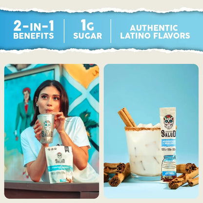 Salud 2-in-1 Hydration Packets + Immunity Electrolytes Powder, Horchata - Agua Fresca Drink Mix, Elderberry, Dairy & Soy Free, Non-GMO, Gluten Free, Vegan Taste Salud