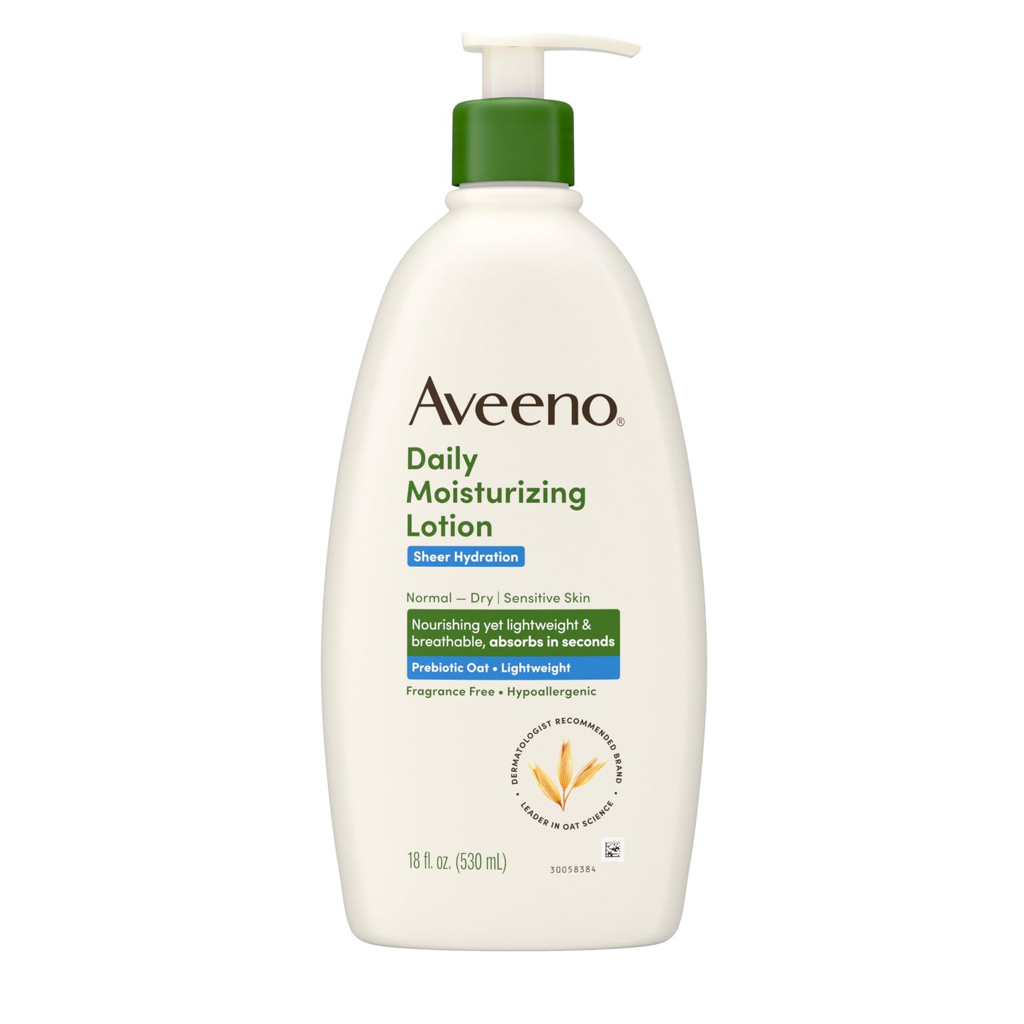 Aveeno Sheer Hydration Fragrance-Free Daily Moisturizing Lotion with Prebiotic Oat for Dry Skin, Lightweight Aveeno