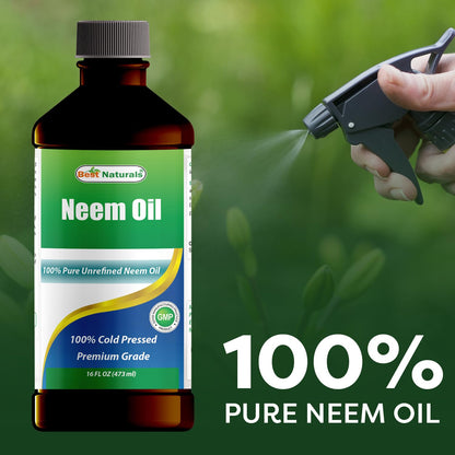 Best Naturals 100% Pure Neem Oil, 100% Cold Pressed and Unrefined - 16 OZ (1 Bottle) Best Naturals