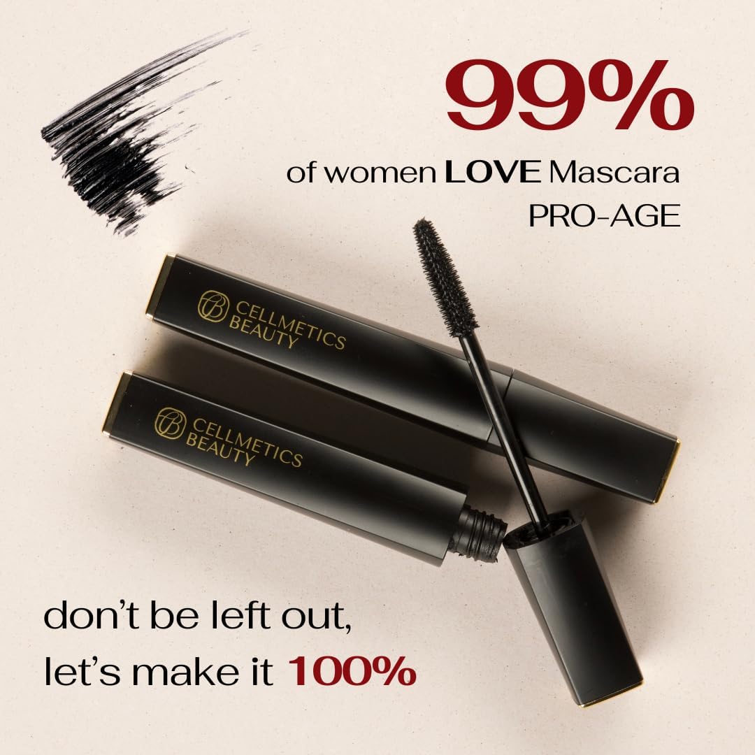 Cellmetics Mascara for Older Women 60 Plus, Volumizing & Lengthening Tubing Mascara with Lash Growth Effect, Hypoallergenic, Smudge-Free and Gentle for Sensitive Eyes (Black, New Formula) CELLMETICS BEAUTY