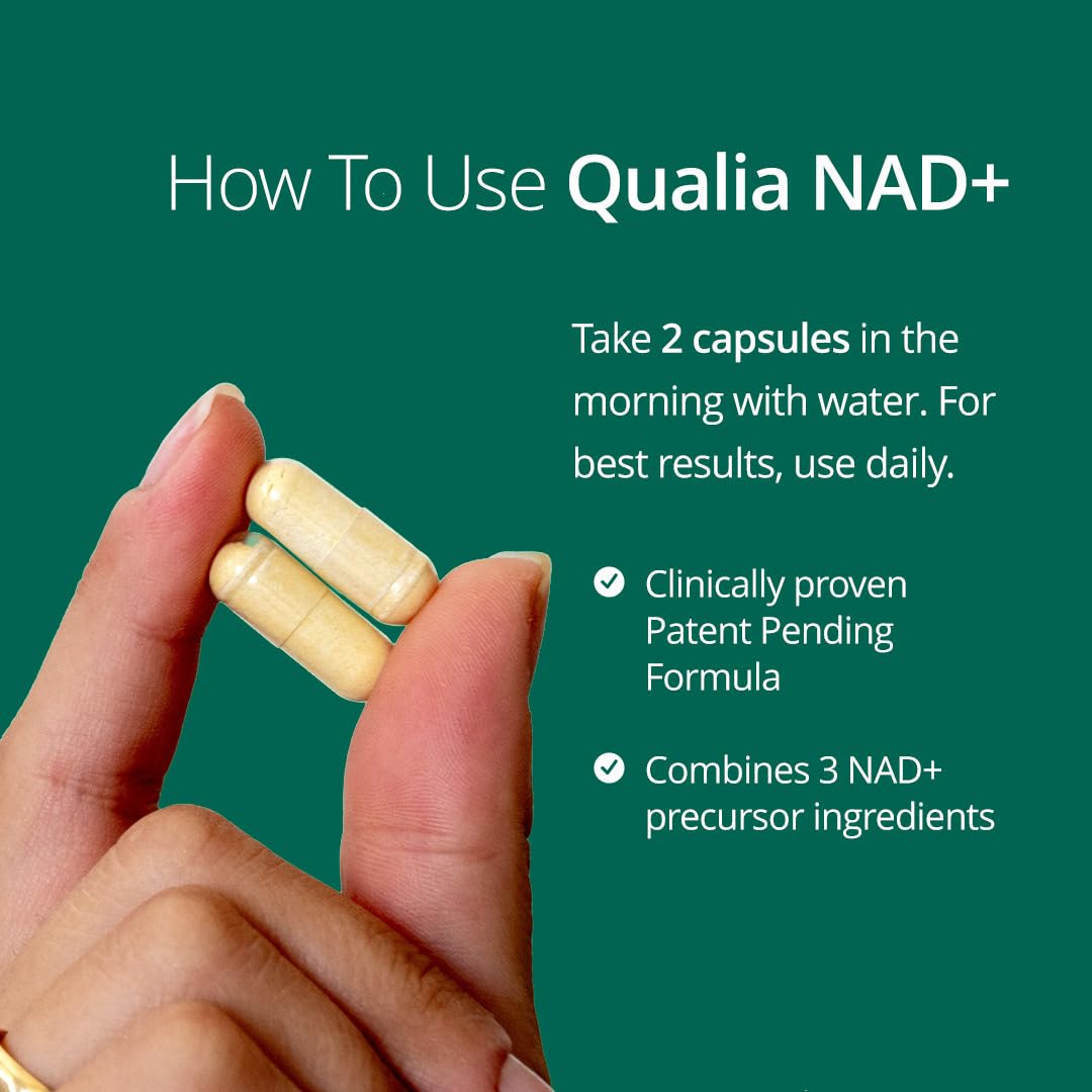 Qualia NAD Supplement — Clinically Proven to Boost NAD+ up to 67%. Optimized Aging, Energy, Focus. Elite NAD+ Booster Ingredients Nicotinamide Riboside (NIAGEN), Niacin, Niacinamide (1 Month Supply) QUALIA LIFE SCIENCES buy australia supplements