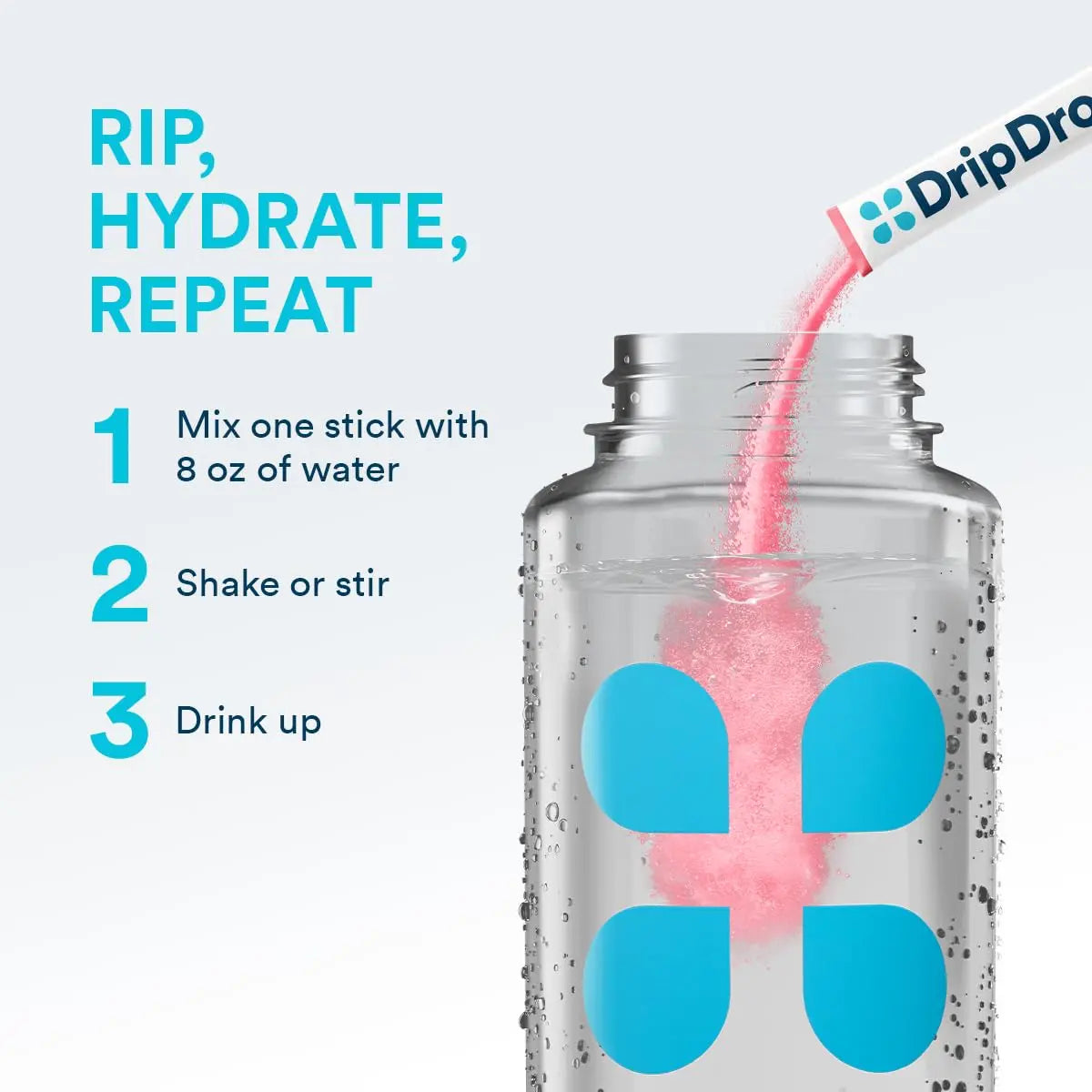 DripDrop Sugar Free Hydration Packets - Zero Classic Variety Pack - Single Serve Electrolytes Powder Drink Mix - Lemon Lime, Watermelon, Peach, Passion Fruit DripDrop