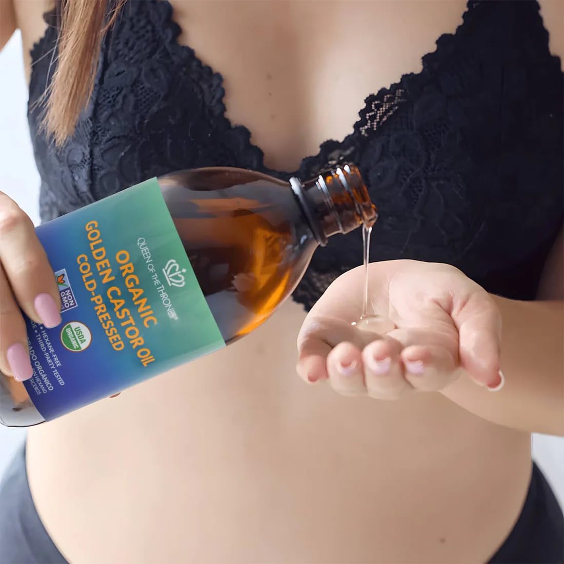 QUEEN OF THE THRONES Organic Golden Castor Oil, 16.9 oz, 500 ml QUEEN OF THE THRONES