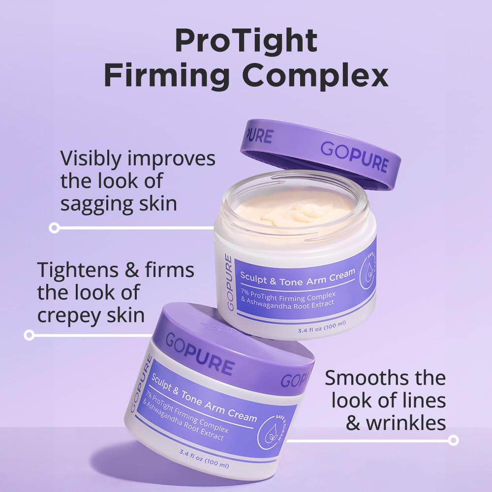 goPure Sculpt & Tone Arm Cream – Firming And Tightening Cream For The Arms, Smooths The Look Of Wrinkles, Deeply Hydrates, Firms The Look Of Crepey Texture On The Arms goPure