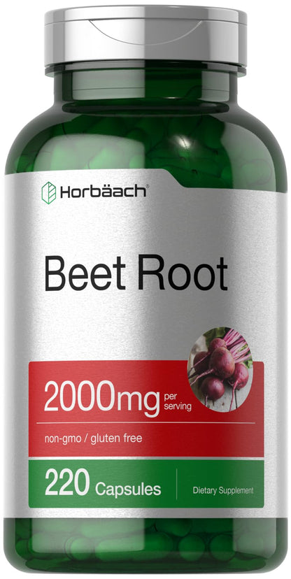 Horbäach Beet Root Powder Capsules | 220 Pills | Herbal Extract | Non-GMO, Gluten Free Supplement Horbäach