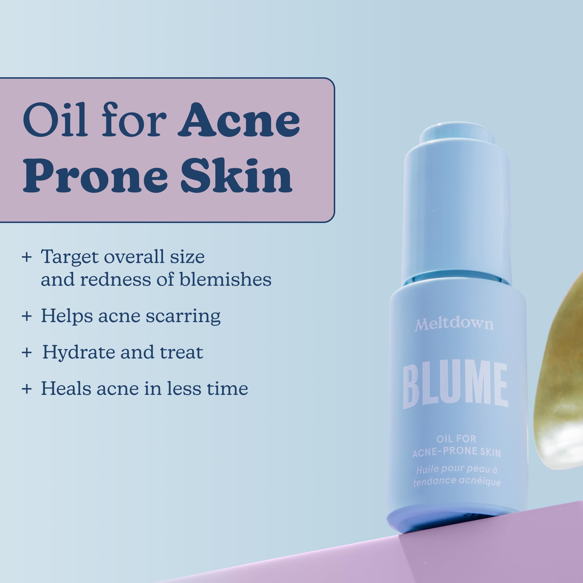 Blume Meltdown - Blue Tansy Face Oil - Acne Treatment + Pore Minimizer - Skin-Smoothing Face Serum with Black Cumin Seed & Rosehip Oil - Helps Calm Redness and Improve Texture (1 Fl oz) Blume buy australia supplements