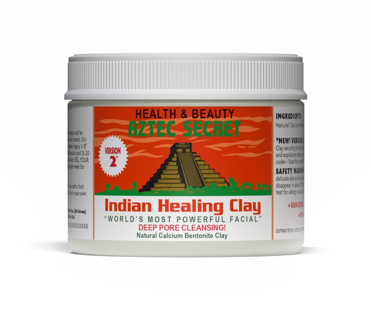 Aztec Secret - Indian Healing Clay 10oz Jar - Deep Pore Cleansing Facial & Body Mask – The Original 100% Natural Calcium Bentonite Clay Aztec Secret