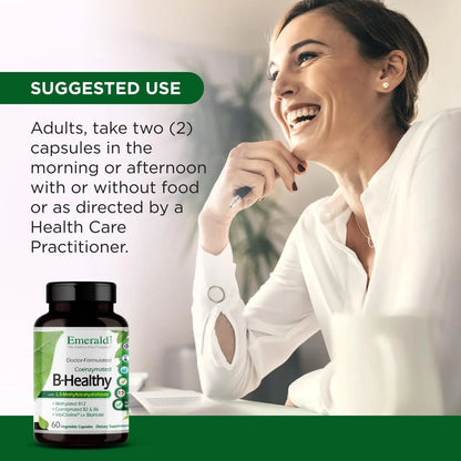 EMERALD LABS B-Healthy - Vegan Vitamin B Complex - Includes Methylated Folic Acid & Full Spectrum B Vitamins - Supports Immune, Brain & Heart Health* - 60 Vegetable Capsules EMERALD LABS