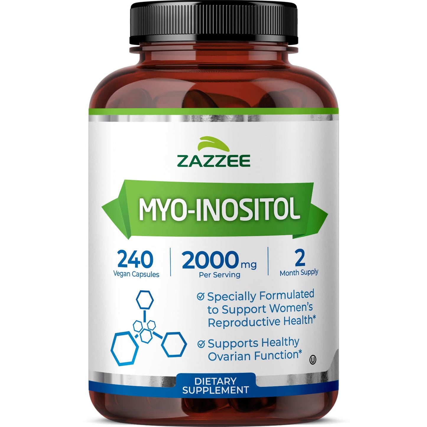 Zazzee Myo-Inositol Capsules, 2000 mg per Serving, 120 Vegan Capsules | Ideal Dosage for 40:1 Ratio, Certified Kosher, Hormone Balance & Healthy Ovarian Function Support, Non-GMO, Made in the USA Gsupps Australia