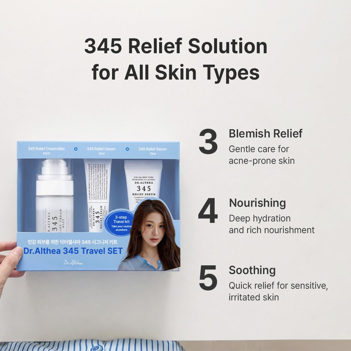 Dr.Althea 345 Travel Kit (Set of 3), Korean Vegan Skin Care Set Dr.Althea