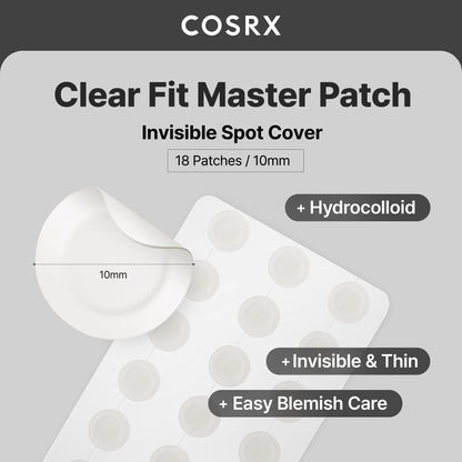 COSRX Clear Fit Invisible Master Patch, Ultra-Thin Spot Cover (18 Counts) COSRX