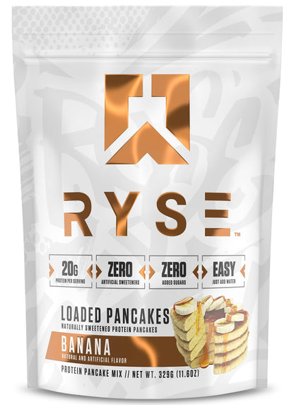 RYSE Loaded Protein Pancake & Waffle Mix - Buttermilk - Naturally Sweetened Breakfast with 21g Protein, 3g MCTs and 2g Fiber - No Added Sugar - High Protein Snack for Clean Energy - 6 Servings
