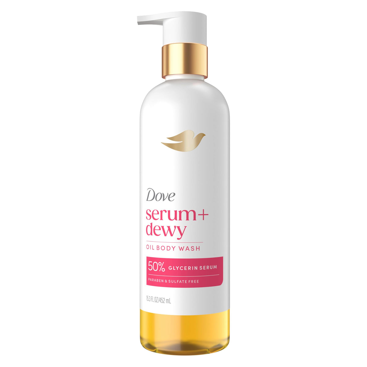 Dove Serum+ Dewy Shower Oil Body Wash, Coconut & Geranium Oil, 15.3 fl oz Dove