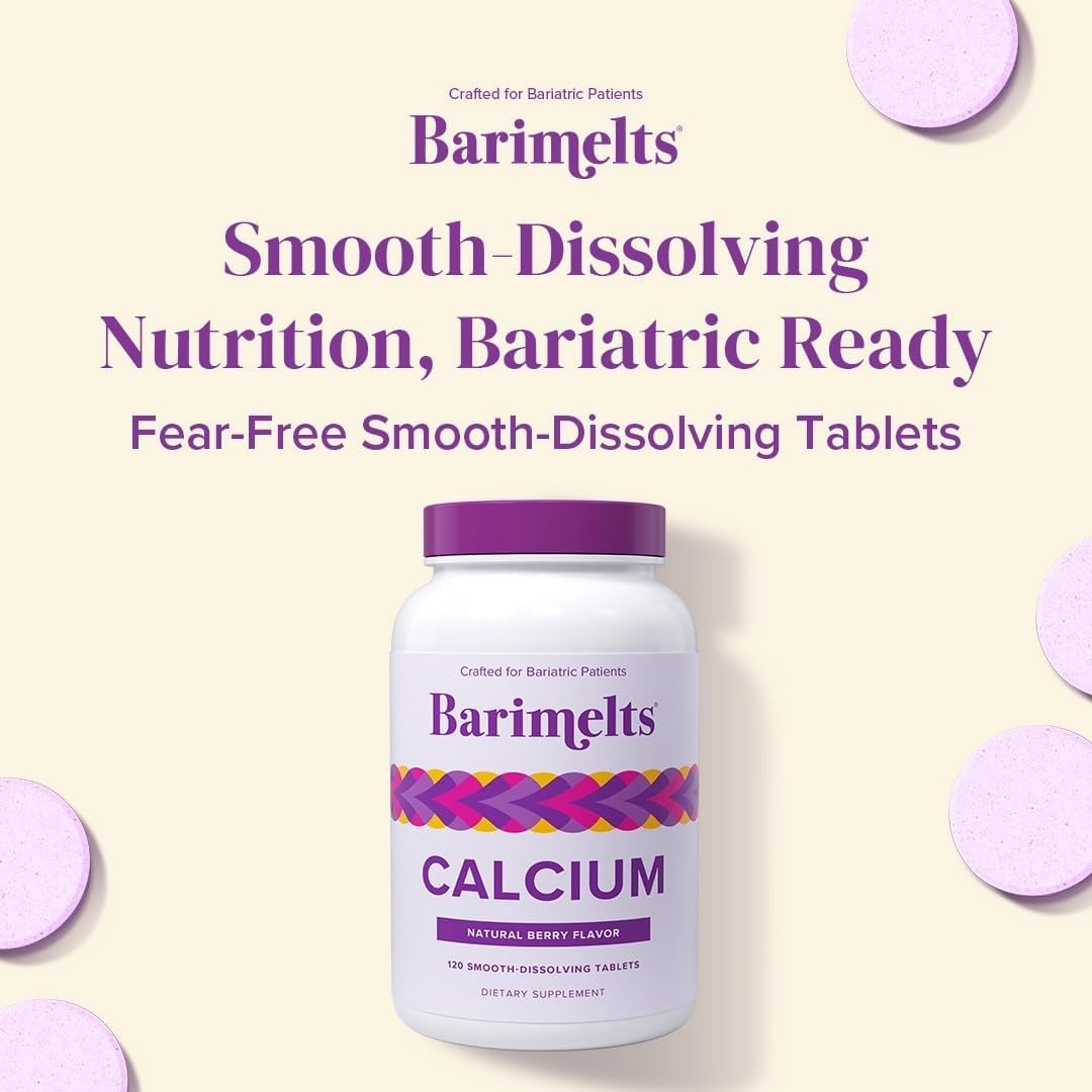 BariMelts Calcium Citrate with Vitamin D3 & Magnesium, 120 Smooth-Dissolving Tablets (1-Month Supply), Bariatric Calcium Supplements BariMelts