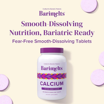 BariMelts Calcium Citrate with Vitamin D3 & Magnesium, 120 Smooth-Dissolving Tablets (1-Month Supply), Bariatric Calcium Supplements BariMelts
