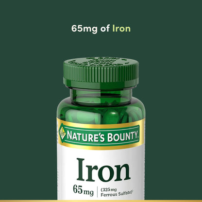 Nature’s Bounty Iron 65mg, 325 mg Ferrous Sulfate, Cellular Energy Support, Promotes Normal Red Blood Cell Production Nature's Bounty