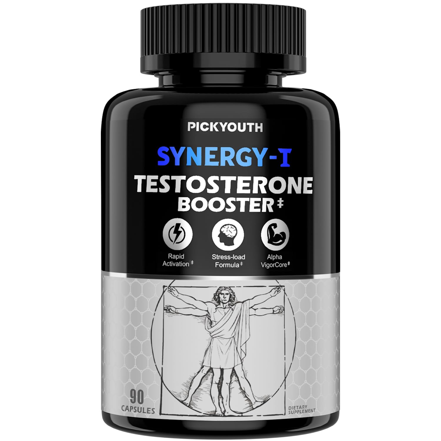 PickYouth Synergy-T Booster Supplement for Men, Total Male Performance, Liposomal Absorption System, 100% Transparency with Ashwagandha, DIM PickYouth buy australia supplements