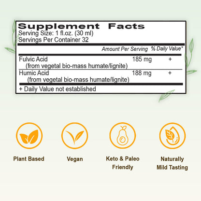 Vital Earth Minerals Fulvic Humic Mineral Blend Liquid – Fulvic Acid Supplement with 70+ Trace Minerals, Electrolytes for Recovery Vital Earth Minerals