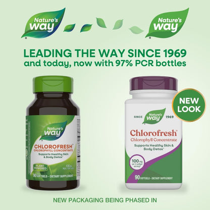 Nature’s Way Chlorofresh Chlorophyll Concentrate Softgels, Chlorophyllin Copper Complex, Internal Deodorant Supplement, Supports Healthy Skin and Detox Pathways Nature's Way