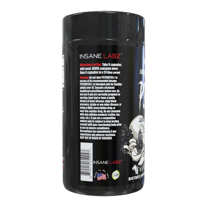 Insane Labz Psychotic Black Edition Mid Stimulant Pre Workout Powder, Energy Focus Pumps, Loaded with Creatine Beta Alanine Taurine Fueled by AMPiberry, 35 Servings (Blue Raspberry)