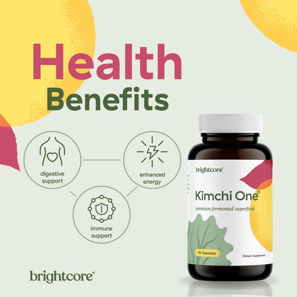 Brightcore Nutrition - Kimchi One, Kimchi Powder Capsules, Probiotics, Enzymes, & Antioxidant Supplement, Premium Gut Health Superfood Brightcore