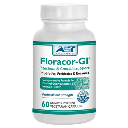 AST Enzymes Floracor - Supports Gut & Intestinal Health - Premium Probiotic, Prebiotic and Enzyme Formula - 60 Vegetarian Capsules AST Enzymes