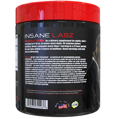 Insane Labz Possessed Low Stimulant Testosterone Boosting Pre Workout Powder, Loaded with D Aspartic Acid and Creatine Fueled by AMPiberry and OXYgold, 30 Srvgs, Gummy Worm