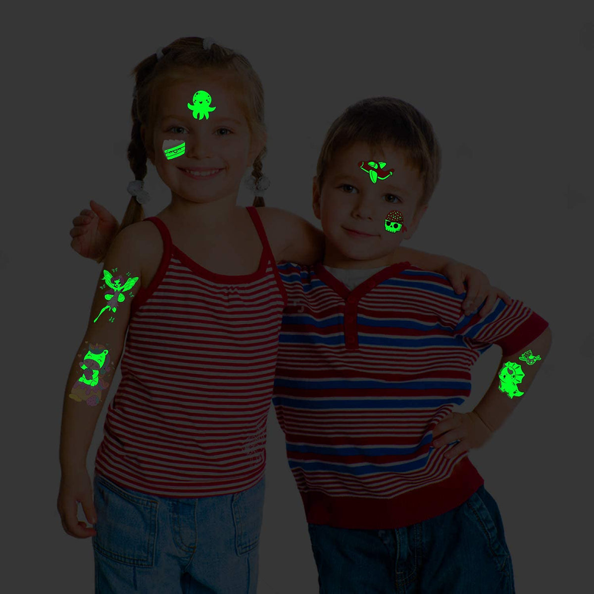 Partywind Luminous Temporary Tattoos for Kids, Glow Party Supplies PARTYWIND