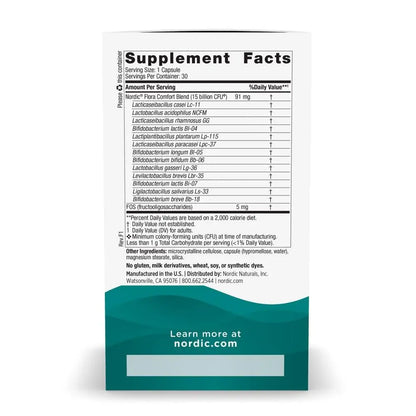 Nordic Naturals Nordic Flora Probiotic Comfort - 30 Capsules - 13 Probiotic Strains w/ 15 Billion Cultures - Supports Regularity & Digestive Comfort, Alleviates Bloating Nordic Naturals
