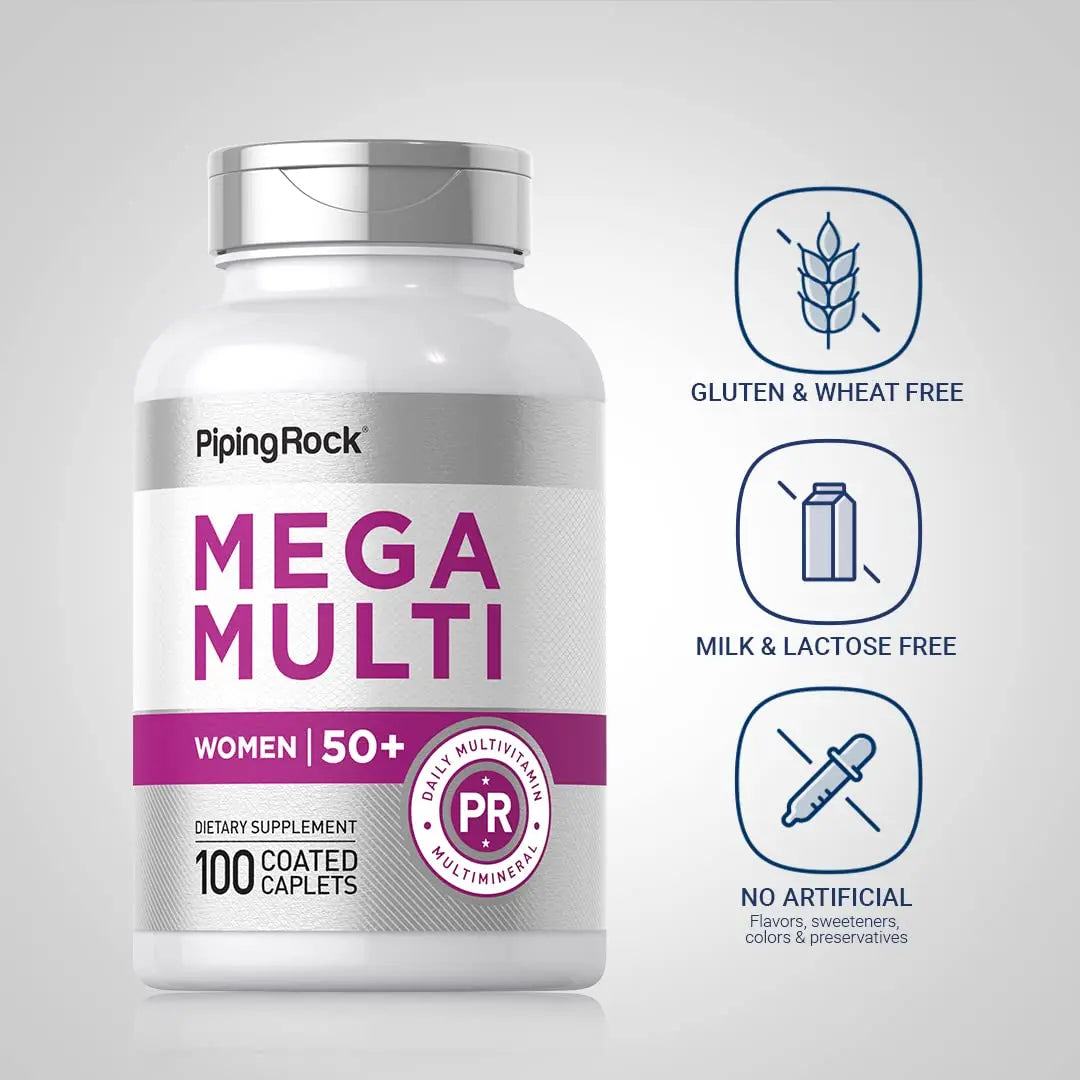Piping Rock Multivitamin for Women 50 Plus | 100 Coated Caplets | Daily Multi Vitamin & Mineral for Women | Piping Rock buy australia supplements