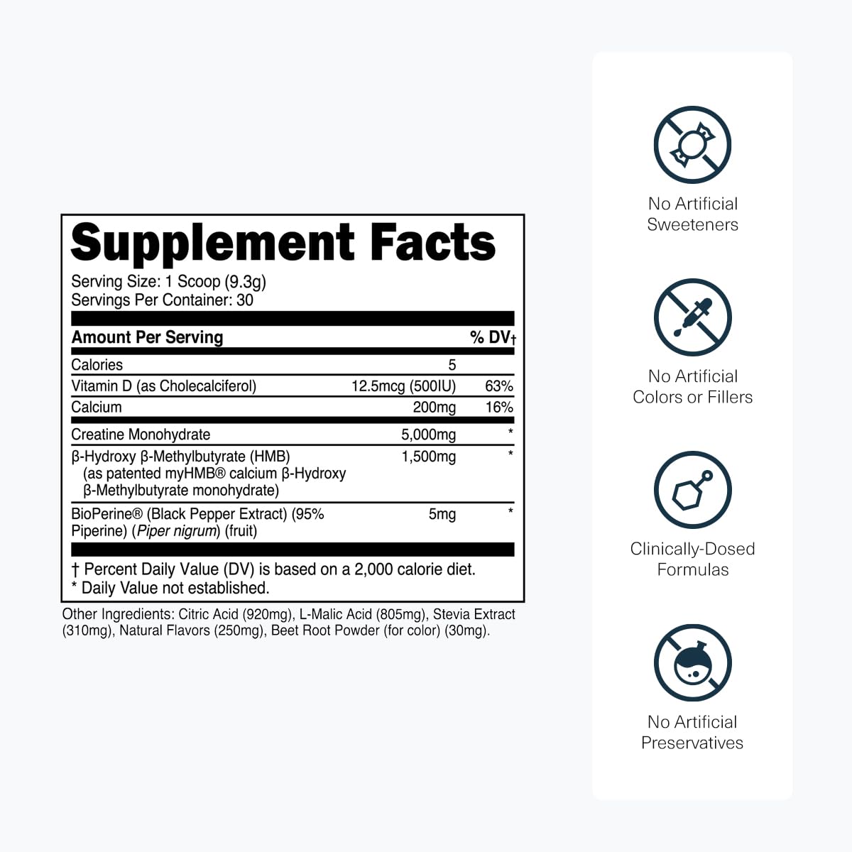 Transparent Labs Creatine HMB - Creatine Monohydrate Powder with HMB for Muscle Growth, Increased Strength, Enhanced Energy Output, and Improved Athletic Performance - 30 Servings, Unflavored