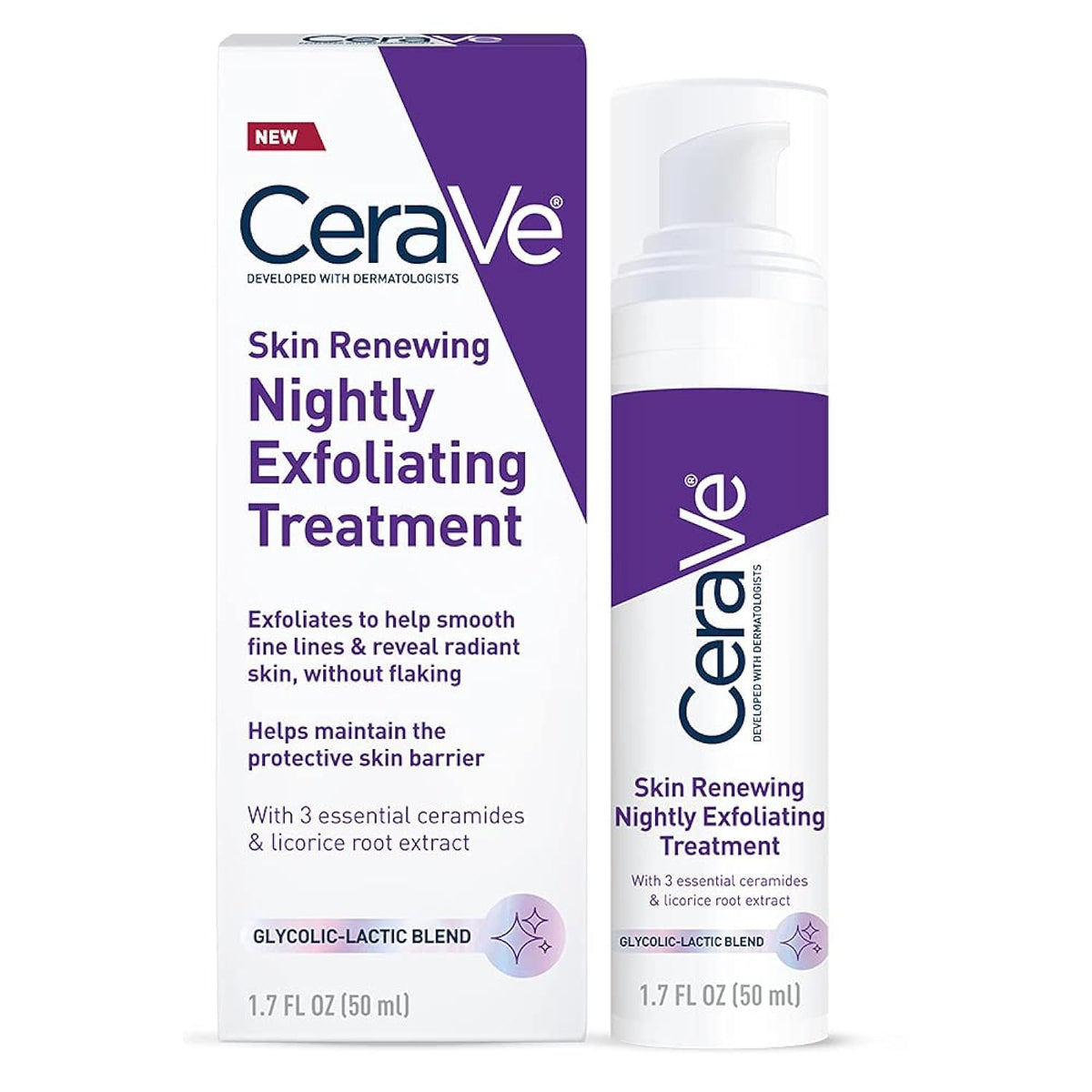 CeraVe Exfoliating Treatment, Anti Aging Serum with Glycolic Acid, 17oz CeraVe