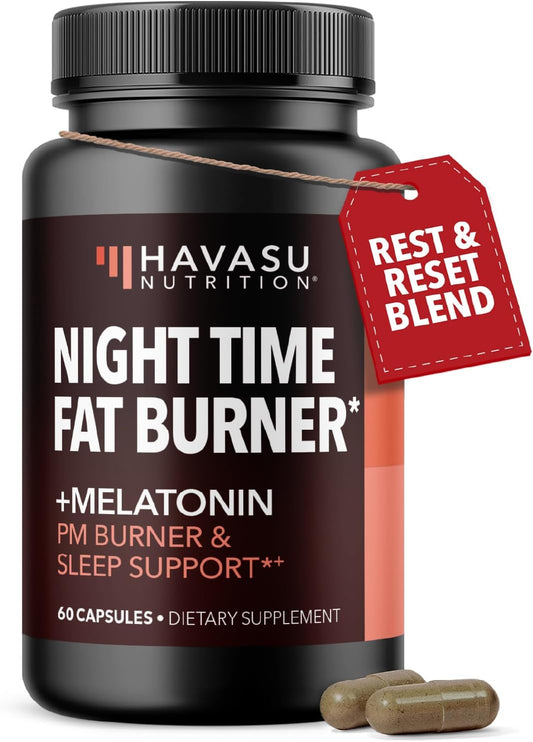 Night Time Fat Burner for Weight Loss Support for Men and Women, 60 Count | Appetite Suppressant and Overnight Metabolism Booster with Melatonin for Sleep Support, Vegan, Gluten Free, 60 Servings Gsupps Australia
