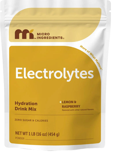 Micro Ingredients Hydration Electrolyte Powder, 1 lb (69 Servings) | Lemon Raspberry Flavor | High Potassium (1,000mg) + Coconut Water & Real Lemon Juice | No Sugar, Keto Friendly | Non-GMO Micro Ingredients