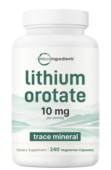 Lithium Orotate 10mg, 240 Veggie Capsules | 5mg Per Capsules | High Bioavailability Trace Mineral | Healthy Aging, Brain Supplement