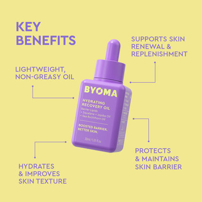BYOMA Hydrating Recovery Oil - Luxury Face Oil with Squalane, Jojoba Oil & Seabuckthorn Oil - Instant Radiant and Glowy Skin BYOMA
