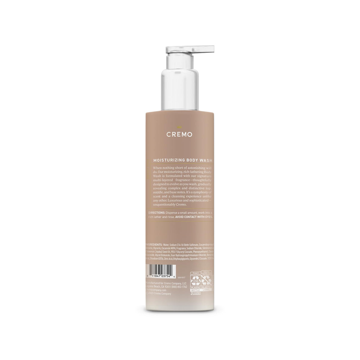 Cremo Body Wash for Women, White Jasmine Amber, 16 Fl Oz Cremo