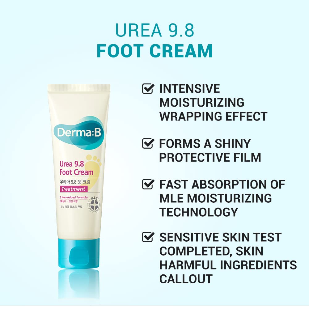 Derma B | Urea 9.8% Foot Cream | Foot Lotion for Dry Cracked Heel Treatment | Camellia Oil, Urea Cream for Feet | Hypoallergenic Leg Cream for Sensitive Skin | Woody Scent Foot Care | 2.7 fl oz (80ml) Derma B buy australia supplements