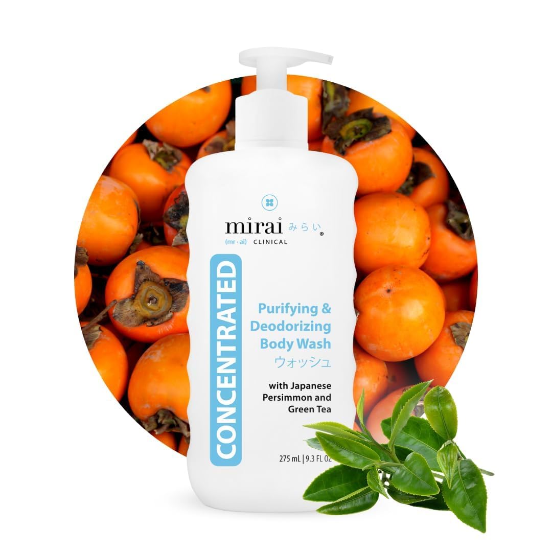 Mirai Clinical Body Wash for Strong Body Odor - Renewing Body Purifying & Deodorizing with Natural Persimmon & Green Tea Extracts Mirai