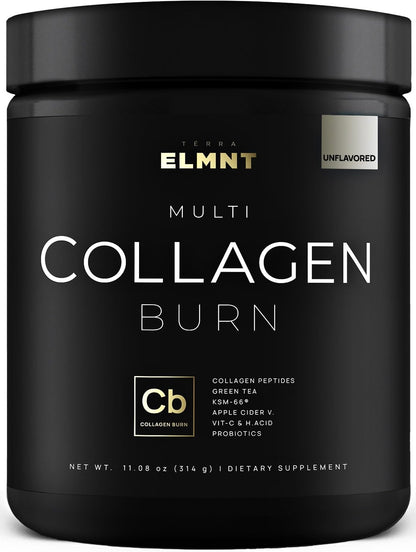 Super Collagen Powder for Women Weight Loss + Beauty w. Probiotics, Hyaluronic Acid, ACV, KSM-66, Biotin - Premium Multi Collagen Peptides Protein Supplement TERRA ELMNT