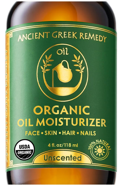 Organic Face Oil for Dry Skin - Unscented Anti-Aging Facial Oil - Jojoba, Rosehip, Almond, Olive, Vitamin E - Gua Sha oil - Fragrance Free Natural Body Moisturizer for Women & Men 4 oz Ancient Greek Remedy
