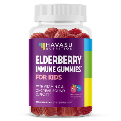 Elderberry Gummies for Kids with Vitamin C & Zinc, Berry, 30 Servings | Vegan, Non-GMO, Gluten Free Immune Support for Children, Daily Defense with Antioxidants & Essential Nutrients, 60 Count Gsupps Australia