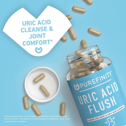 PUREFINITY Uric Acid Flush & Cleanse Capsules – Daily Joint Support for Adults with Tart Cherry Extract, Turmeric, Celery Seed, Chanca Piedra, and Bromelain (30 Count)