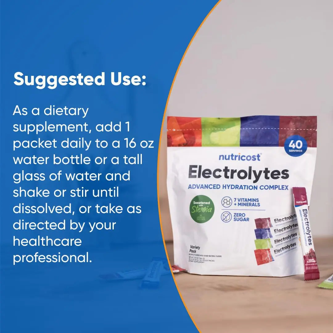 Nutricost Electrolytes Complex, Variety Pack Flavored, 40 Stickpacks - Advanced Hydration Complex Nutricost