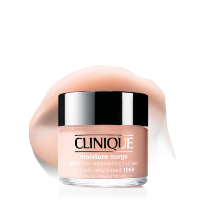 Clinique Moisture Surge 100H Auto-Replenishing Hydrator Oil Free Face Moisturizer | With Hyaluronic Acid, Aloe Bioferment and Vitamins C + E | For All Skin Types | Hydrating + Moisturizing, 4.2 Fl Oz Clinique