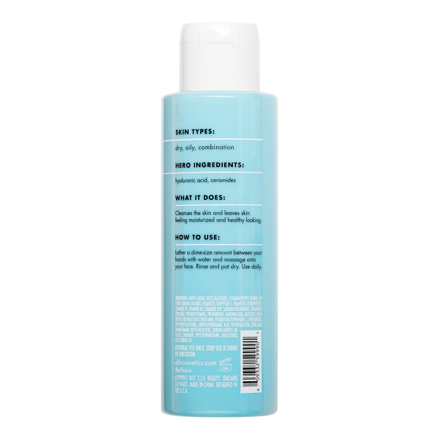 e.l.f. SKIN Holy Hydration! Daily Cleanser, Face Cleanser For Washing Away Excess Oil, Impurities & Makeup e.l.f.