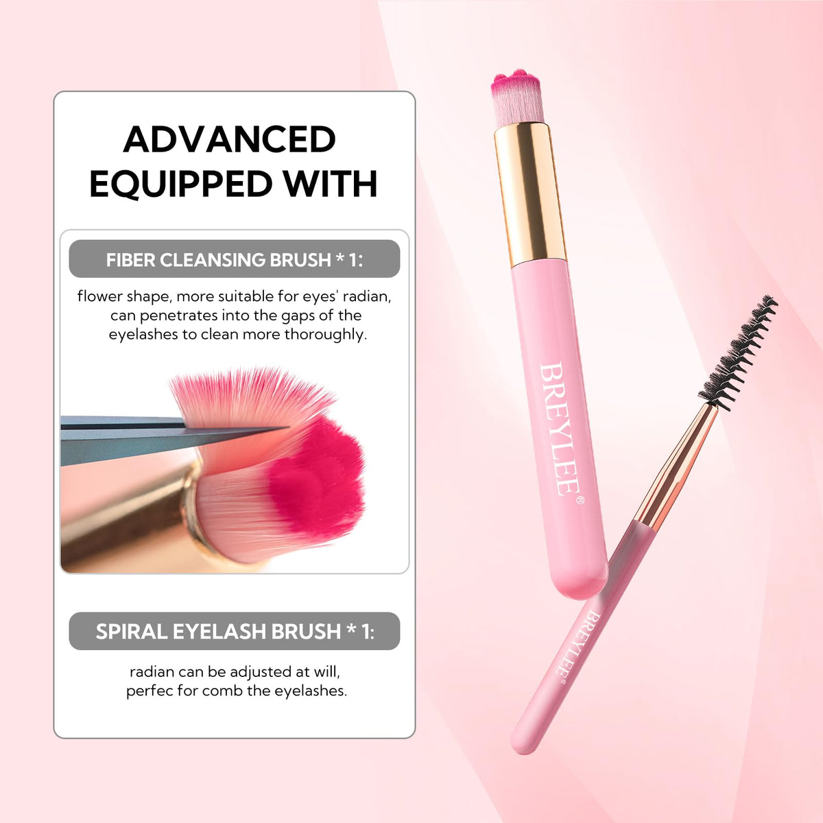 BREYLEE Eyelash Extension Cleanser Shampoo Foam & 2 Brushes, 60ml, 2 fl oz BREYLEE