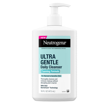 Neutrogena Ultra Gentle Foaming Facial Cleanser, Fragrance Free Hydrating Face Wash for Sensitive Skin, Daily Non Over Drying Makeup Remover