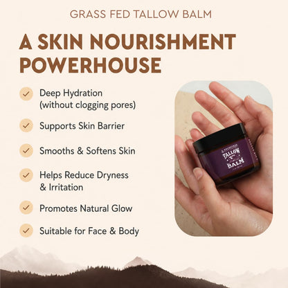 Ancestral Supplements Tallow Balm with Collagen – Grass Fed Beef Tallow Balm for Face & Body – Whipped Tallow Moisturizer Rich in Vitamins A, D, E & K – Essential Oil Blend Scent – 2 oz